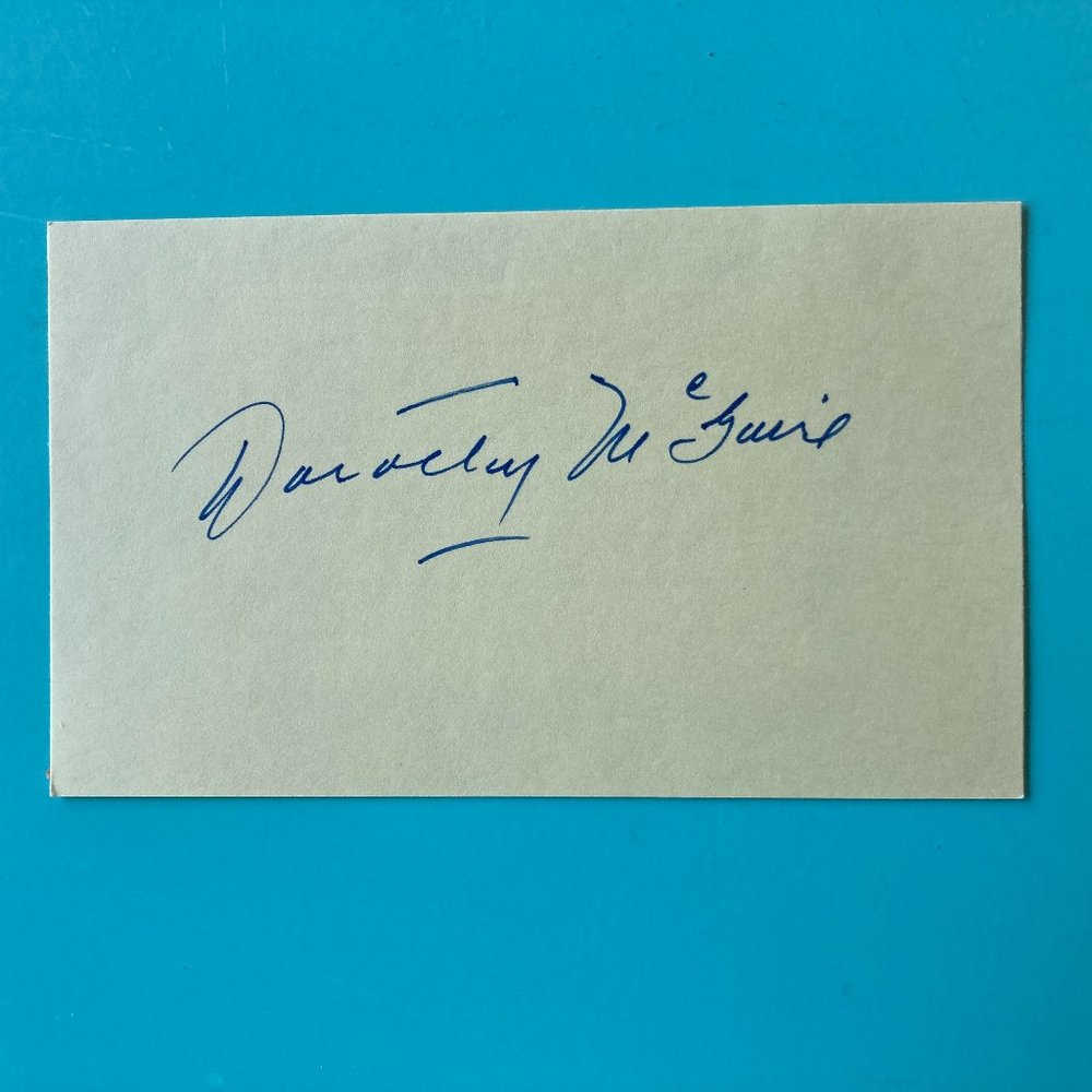 Dorothy McGuire Signed Index Card 3”X5” films Old Yeller / Gentleman's Agreement